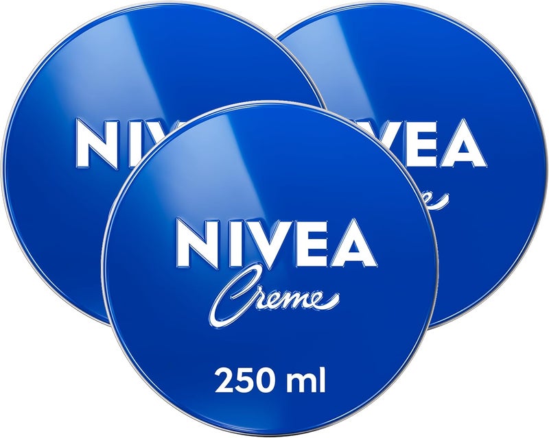NIVEA Moisturising Cream, Universal All Purpose Face Body Hands, Tin 3x250ml - Image 1